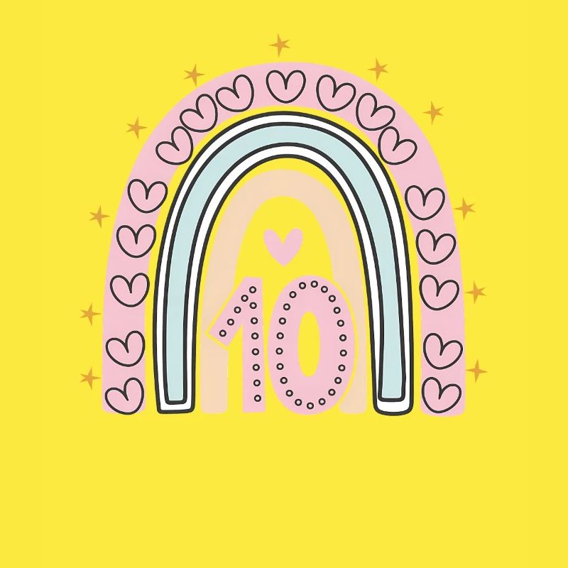 Süßes 10. Geburtstag Herz & Regenbogen Design