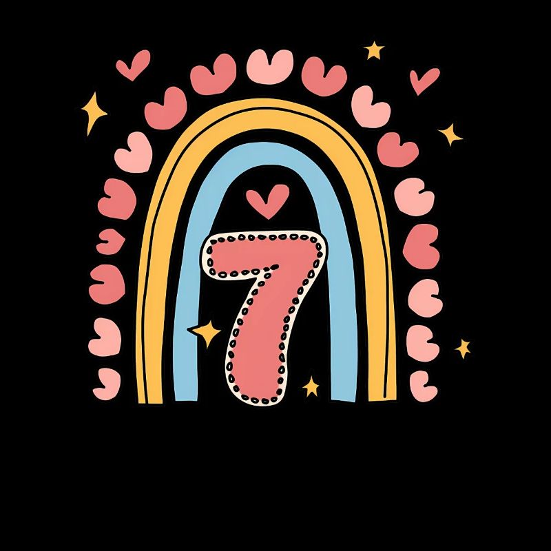 Coeur mignon de 7e anniversaire et design arc-en-ciel