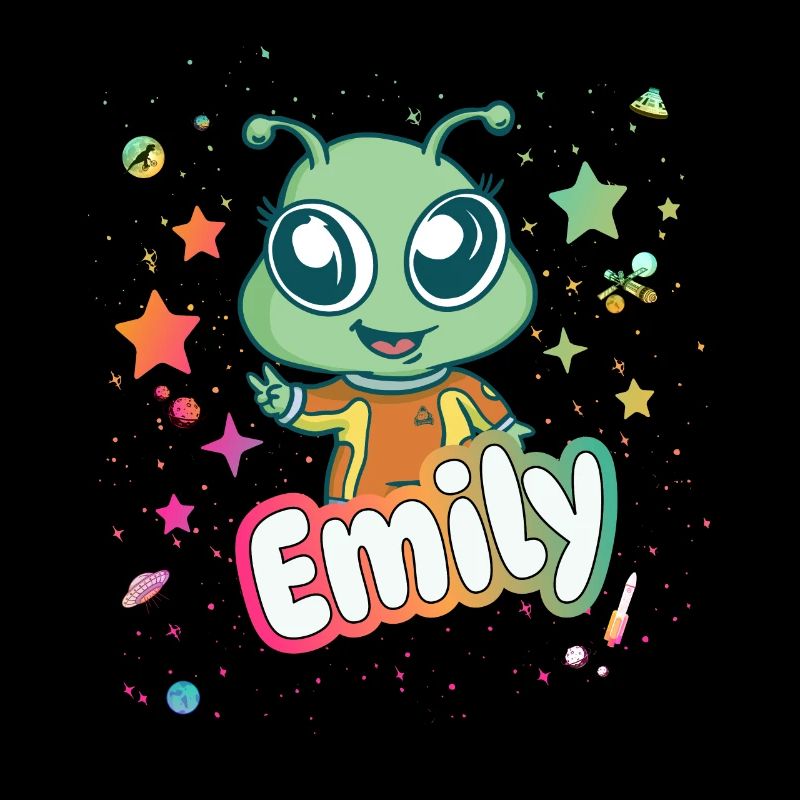 EMILY - Beau nom de fille avec extraterrestre mignon