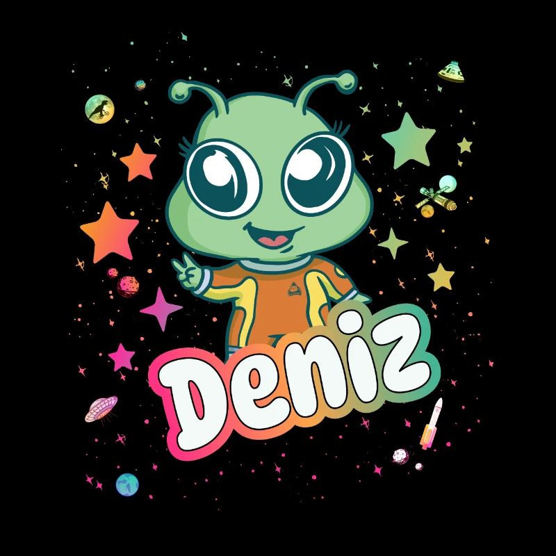 DENIZ - Schöner Junge Name mit süßem Alien