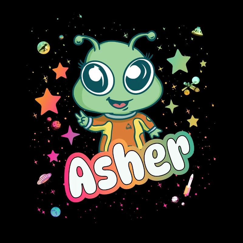 ASHER - Beautiful boy name with cute alien