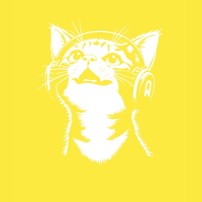 Chat mignon avec des écouteurs - écouter de la musique