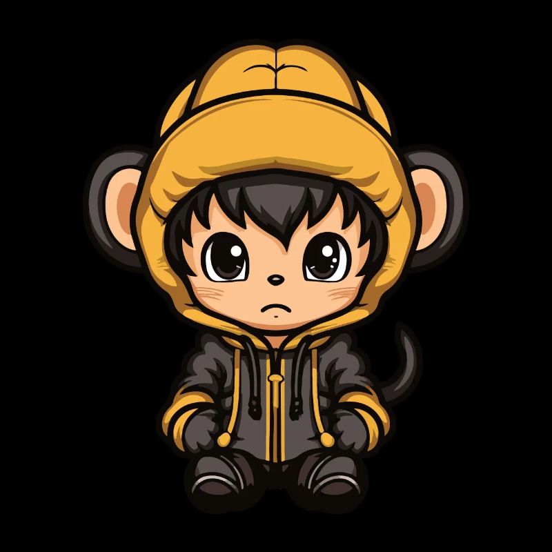 Affe Winter Comic Niedlich