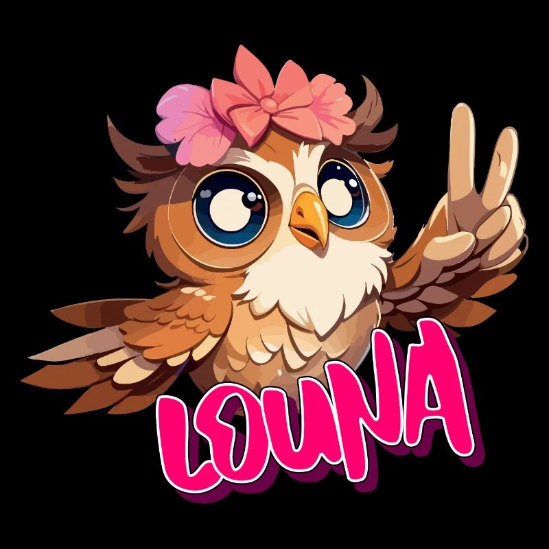 LOUNA - Schöner Mädchen Name mit süßer EULE