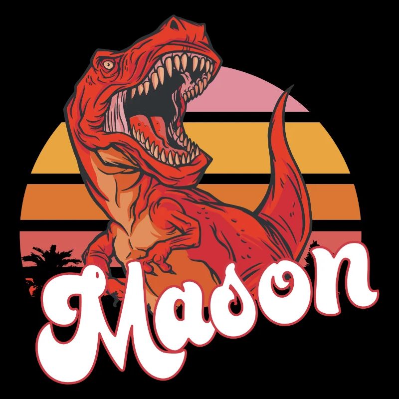 MASON - Beautiful boy name with T-REX Dino