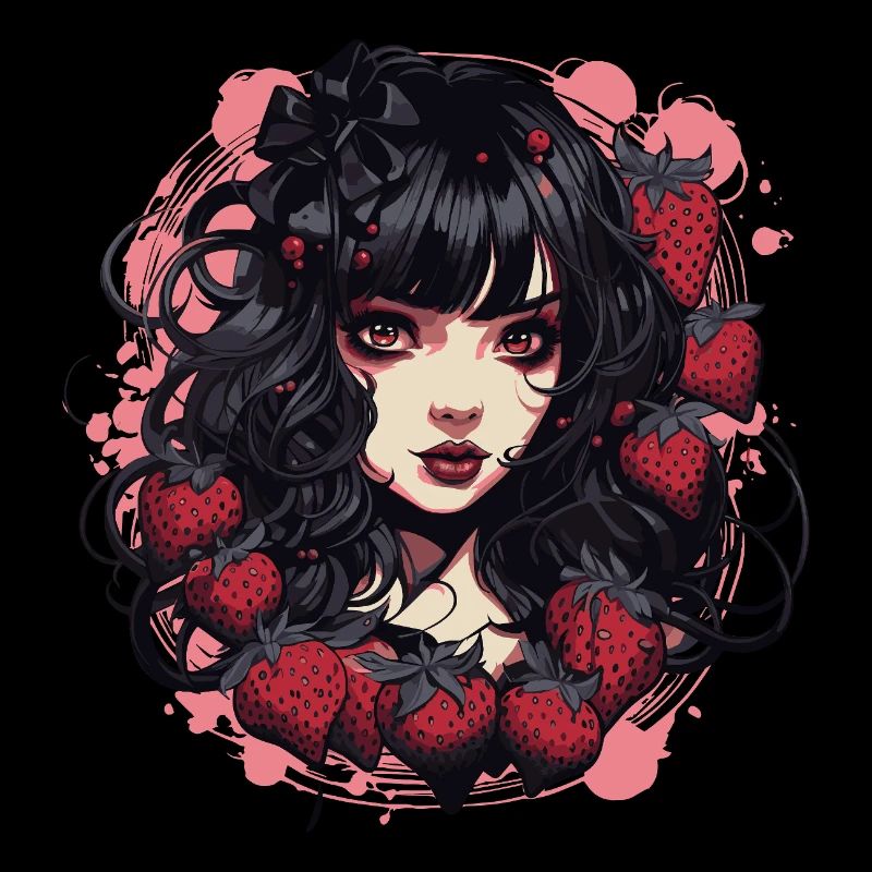 Emo Gothic Strawberries Girl