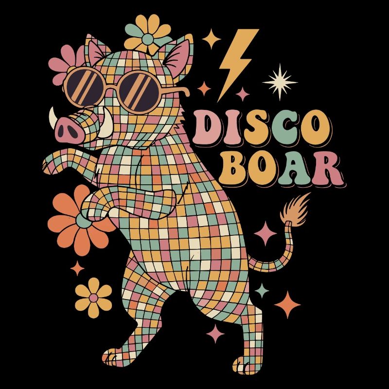 Techno Disco Wildschwein Discokugel Party Lustig