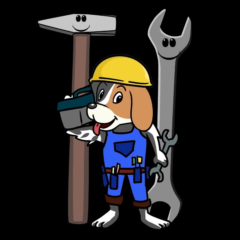 Chantier de construction Artisan Chien Outil Casque de sécurité Travail