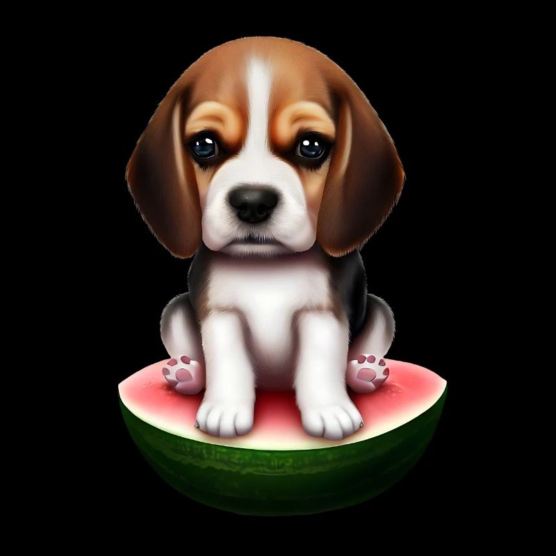 Baby Beagle auf Wassermelone