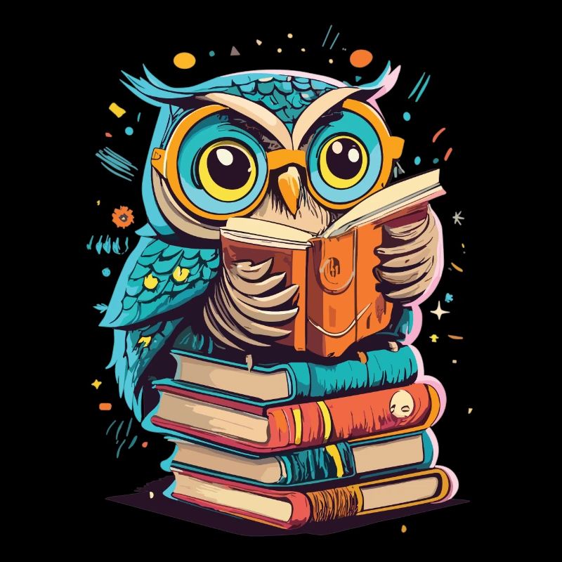 Weise Eule im Leseparadies: Einzigartiges Design