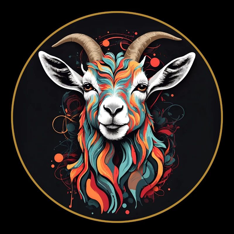 Portrait de chèvre bouc coloré