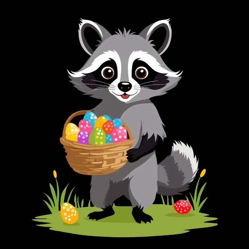 Funny Raccoon Easter Bunny Cute Design