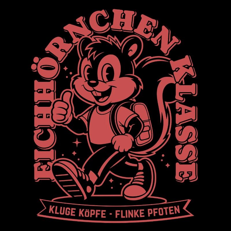 Klassentier Eichhörnchen Klasse Retro, Einfarbig