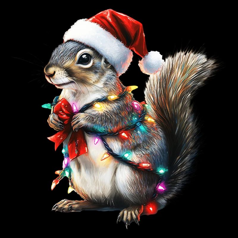 Eichhörnchen mit Lichterkette - Weihnachtspullover