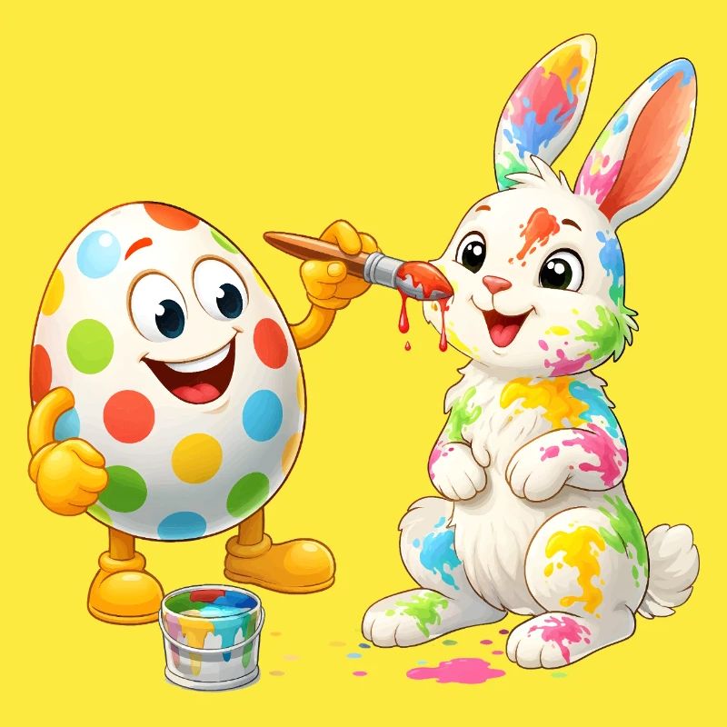 Funny Easter Egg Paints Happy Easter Bunny
