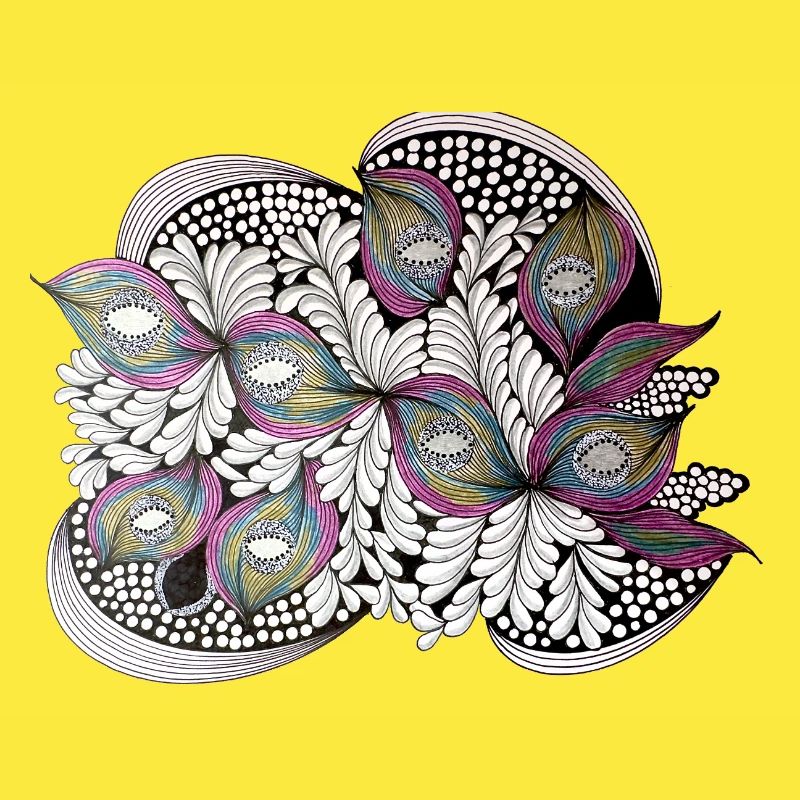 Peacock Feather Doodle Pattern