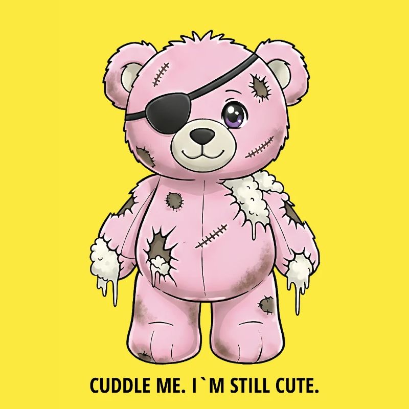 Patchwork Pinker Teddybär mit Augenklappe