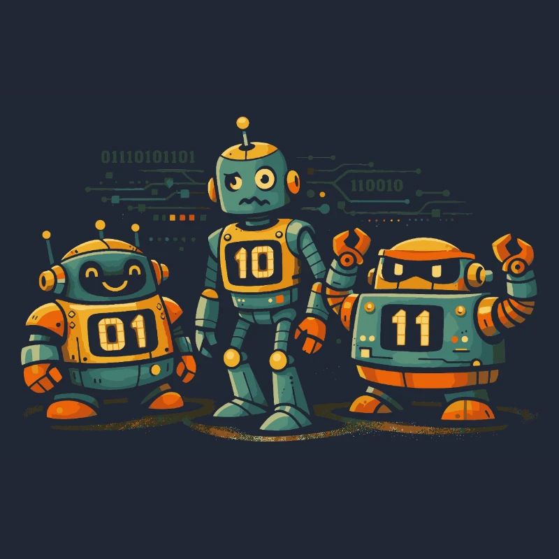 Robots Geek Code Binaire Informatique IT