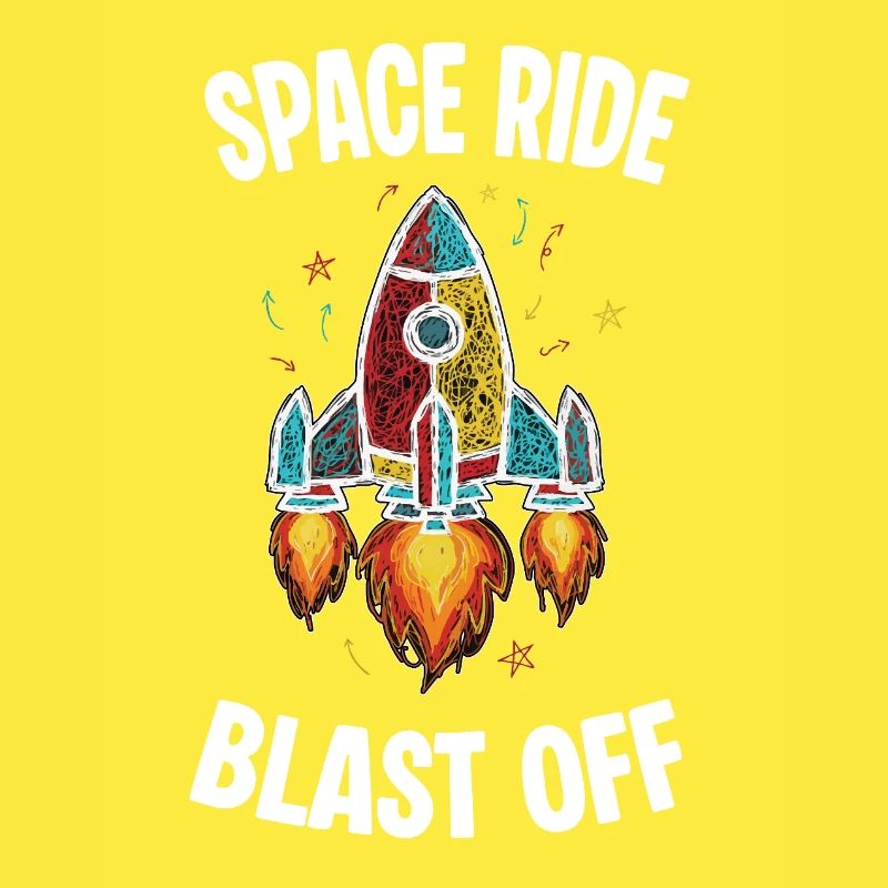 Space Rocket Retro Scribble Blast Off