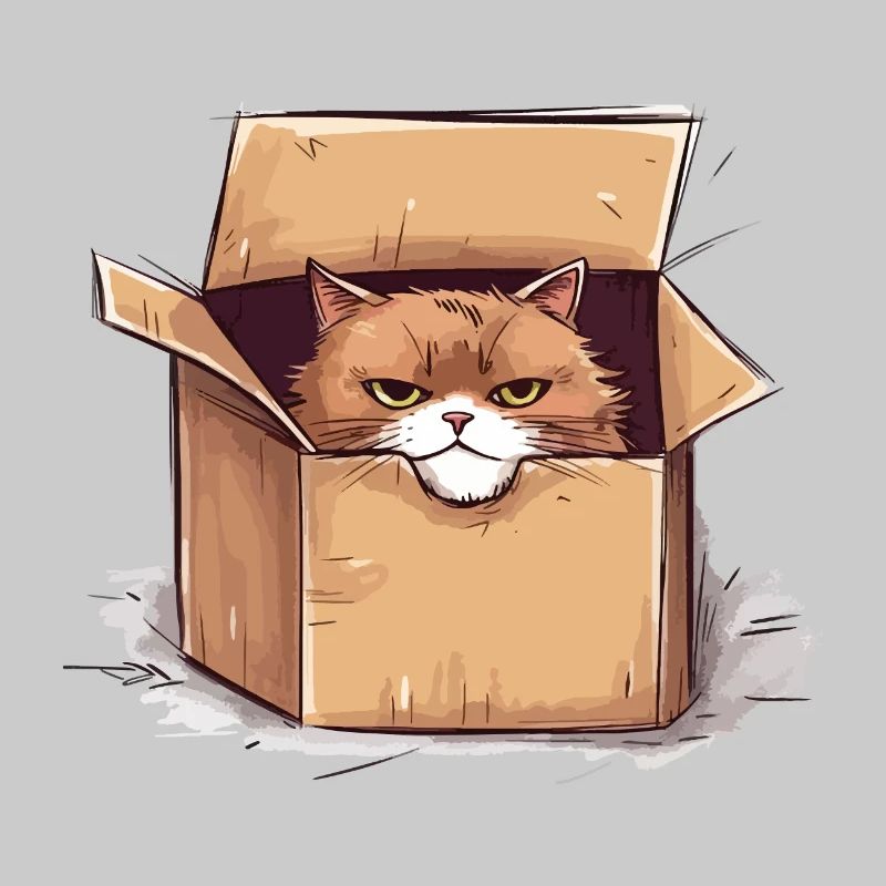 Cat grumpy grumpy grumpy sits in the box