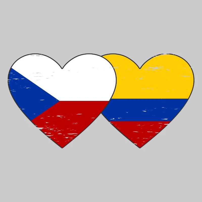 République tchèque Colombie drapeau coeur utilisé