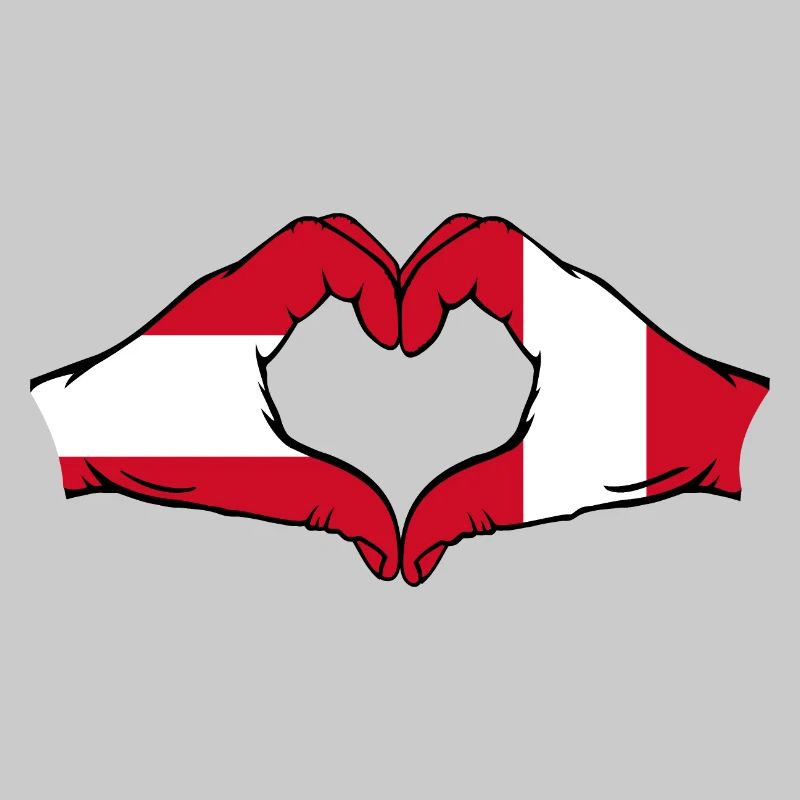Austria Peru Flag Hands Heart Shape
