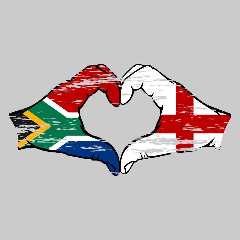 Afrique du Sud Angleterre drapeau mains forme de coeur utilisé
