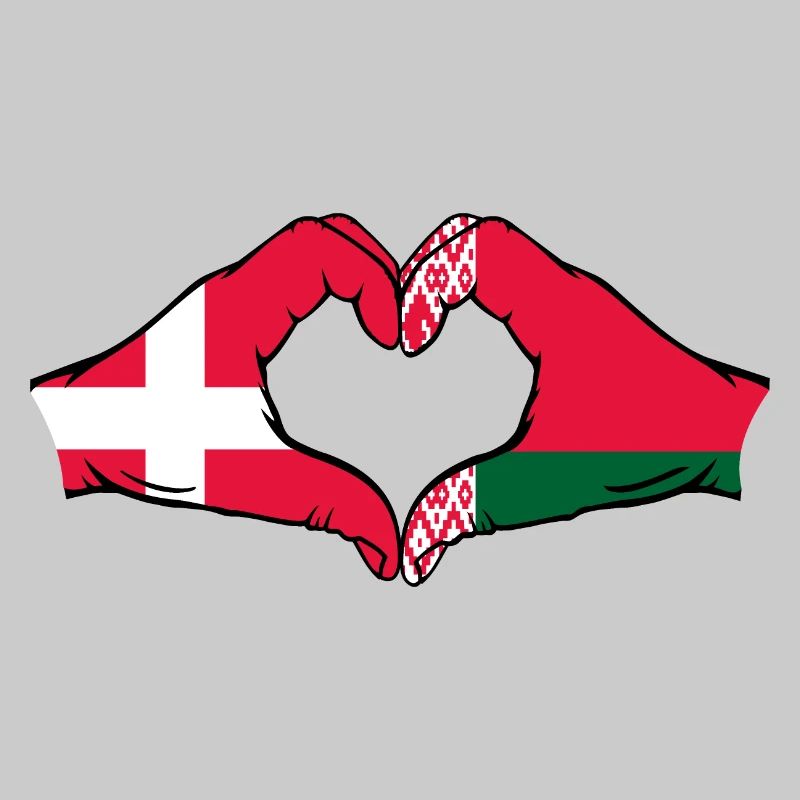 Denmark Belarus Flag Hands Heart Shape