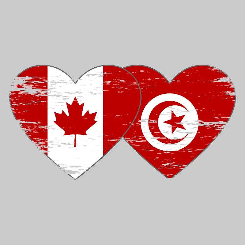 Drapeau du Canada Tunisie coeur utilisé
