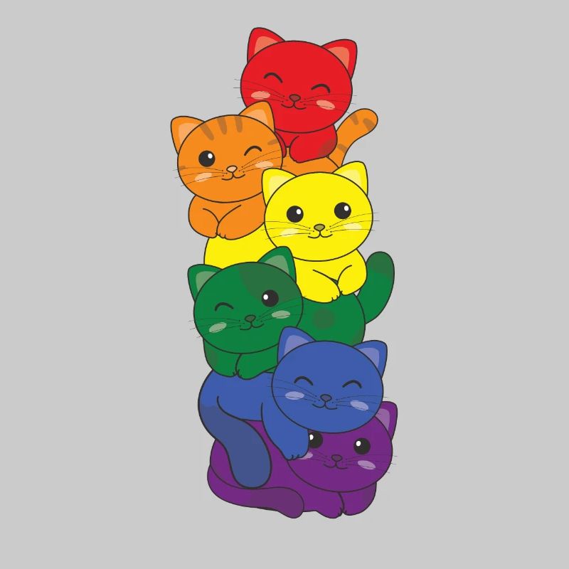 Rainbow Flag Pride LGBTQ Mignon Cat Stack