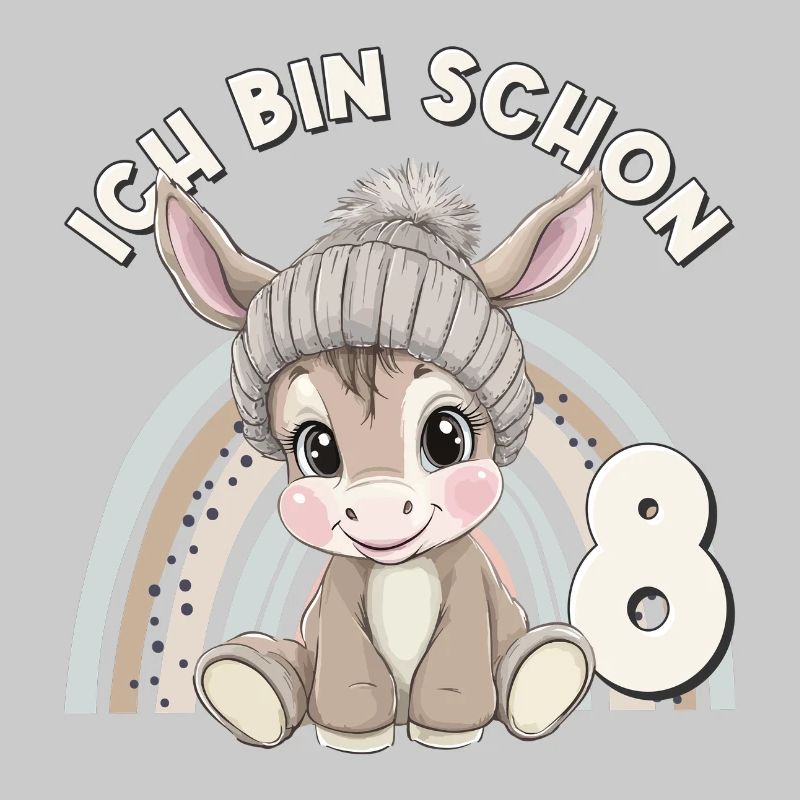8. Geburtstag Esel Regenbogen Süß Niedlich