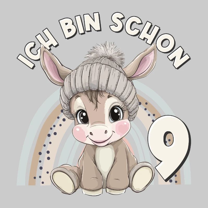 9. Geburtstag Esel Regenbogen Süß Niedlich