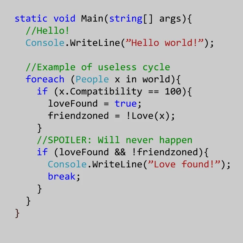 L'amour vu par un programmeur C #
