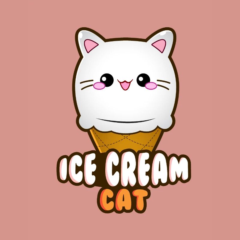 Ice Cream Cat Eiscreme Eis Katze Vanille Eiskugel