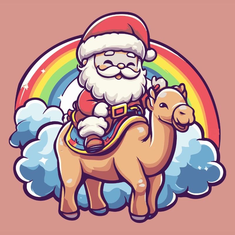 Kamel Weihnachtsmann Regenbogen