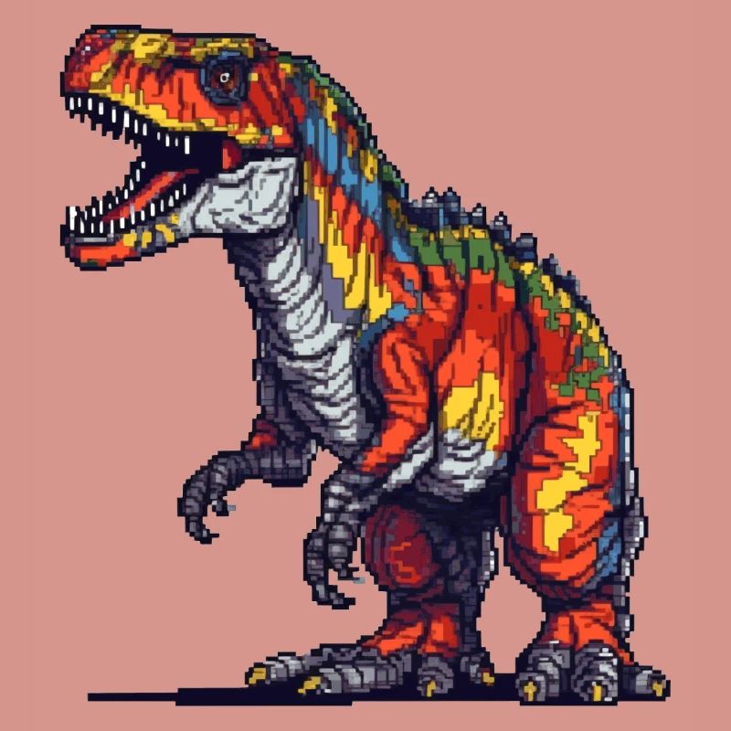 Dino in Retro Pixel Grafik 8-Bit oder 16-Bit