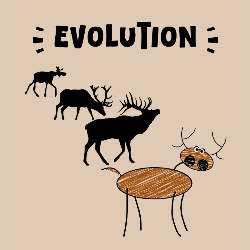 Die Evolution der Hirsche – Lustige Stadien der Evolution.