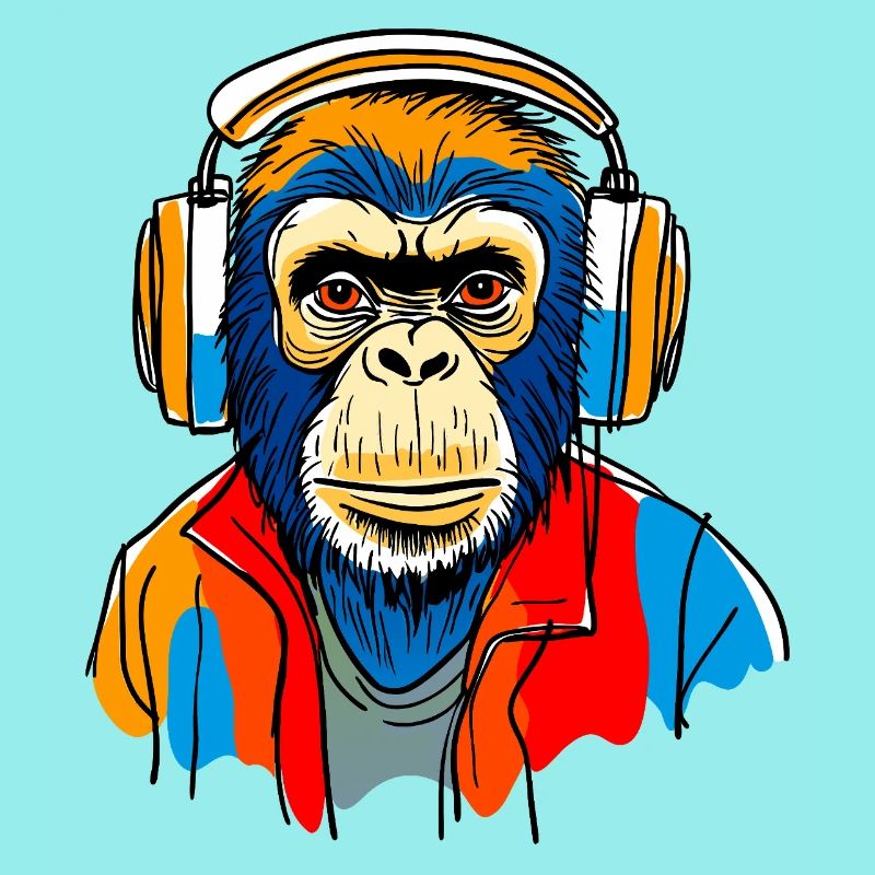 Monkey with headphones