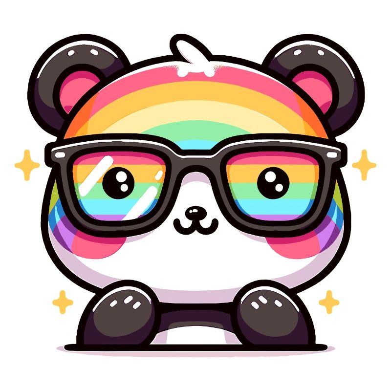 Rainbow Panda with Sunglasses