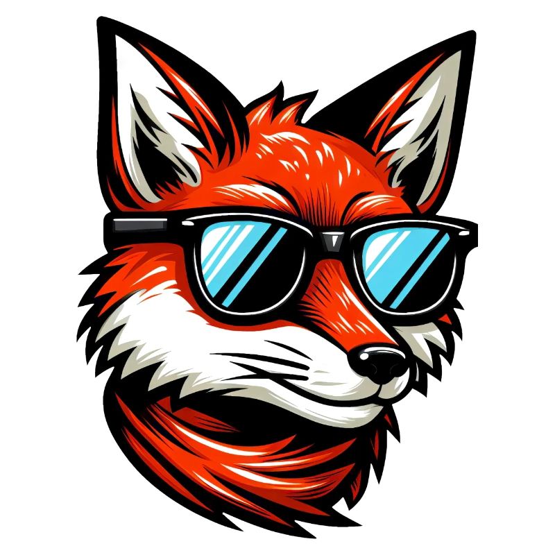 Cool Fox avec des lunettes de soleil Design de dessin animé mignon