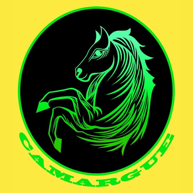 Cheval de Camargue vert fluo