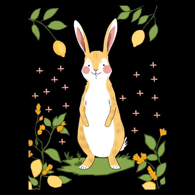 Mignon lapin de dessin animé avec des citrons