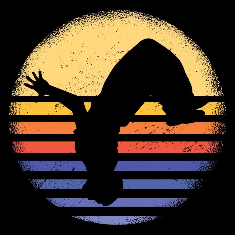 Traceur Parkour rétro coucher de soleil