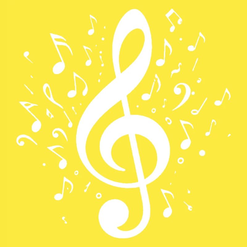 Exploding clef with notes