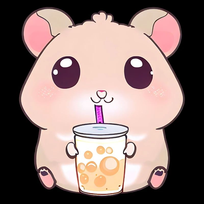 Kawaii Hamster with Bubble Tea
