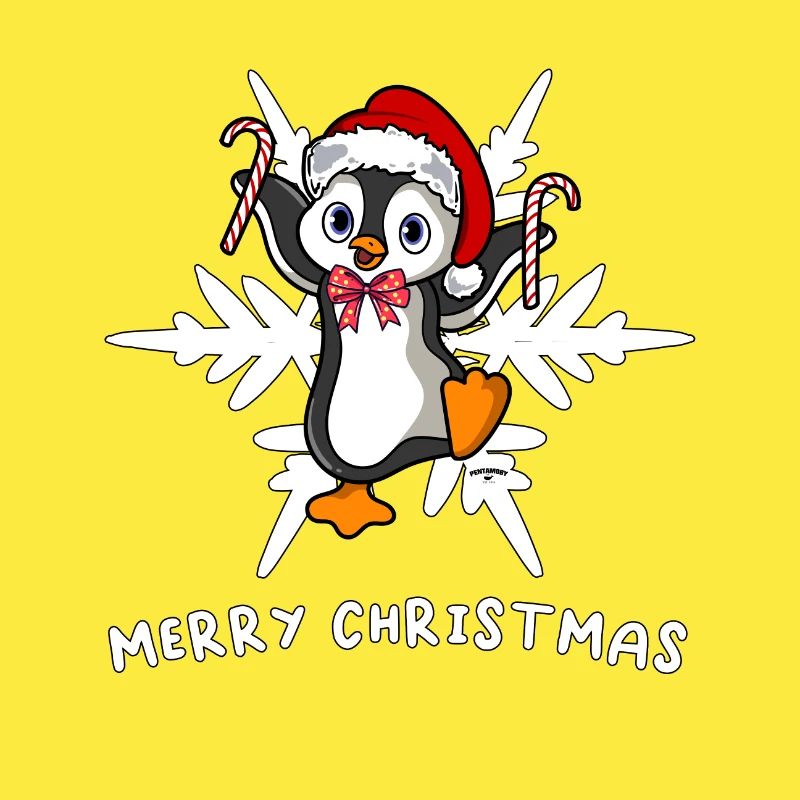 Doux pingouin de Noël avec flocon de glace