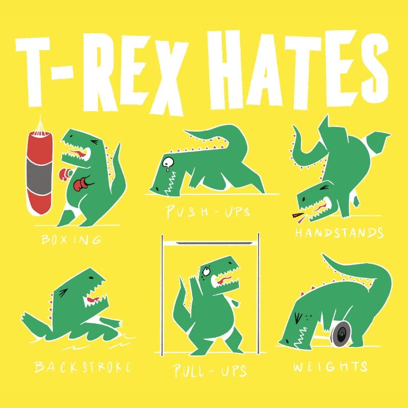 Funny T Rex Hates Boxing, Push UP, Pull ups