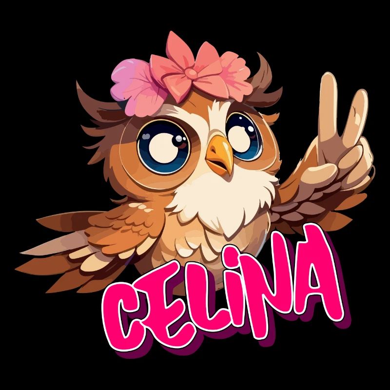 CELINA - Schöner Mädchen Name mit süßer EULE