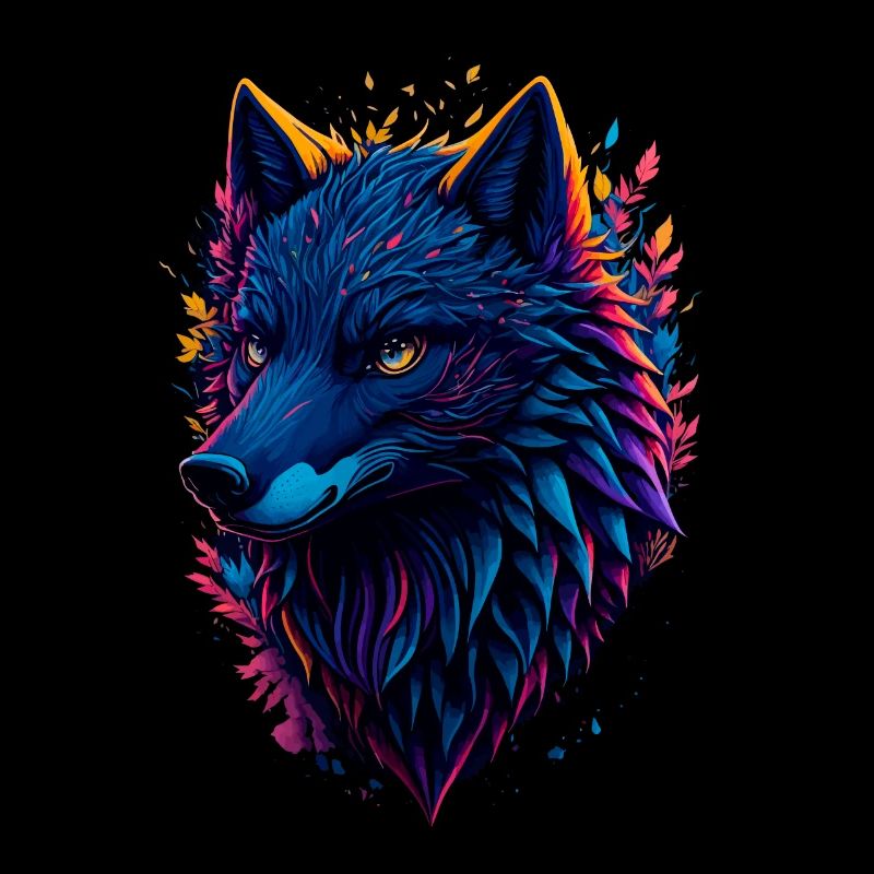 colorful abstract wolf