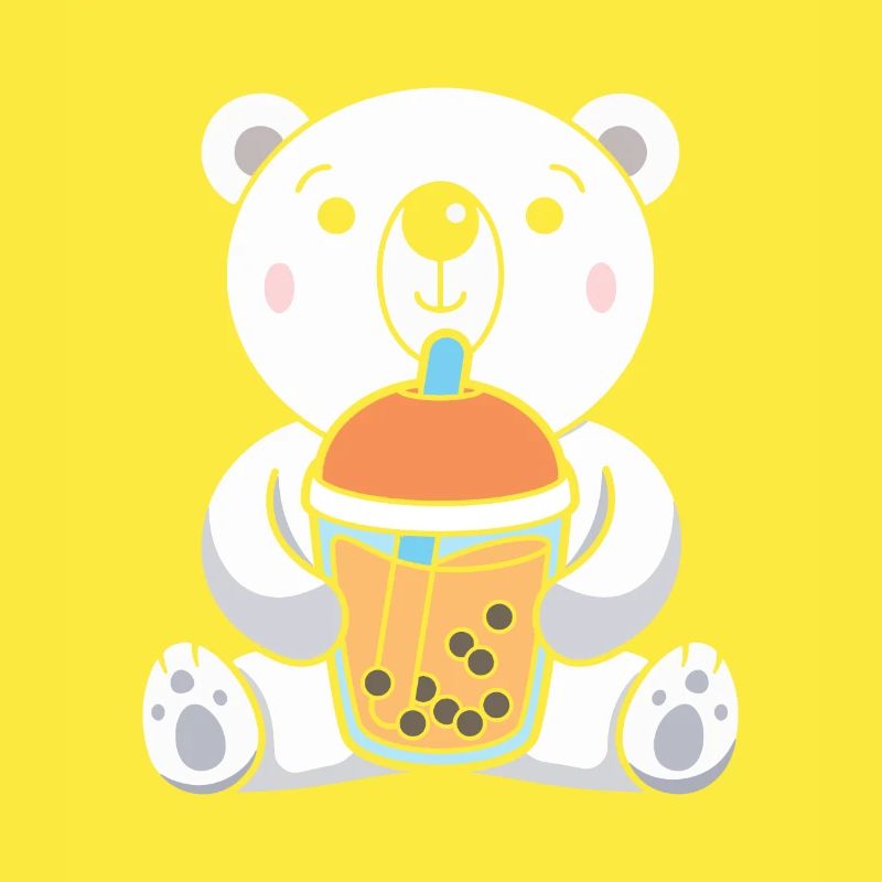 Bubble Milk Tea Polar Bear Drinking Boba Tea
